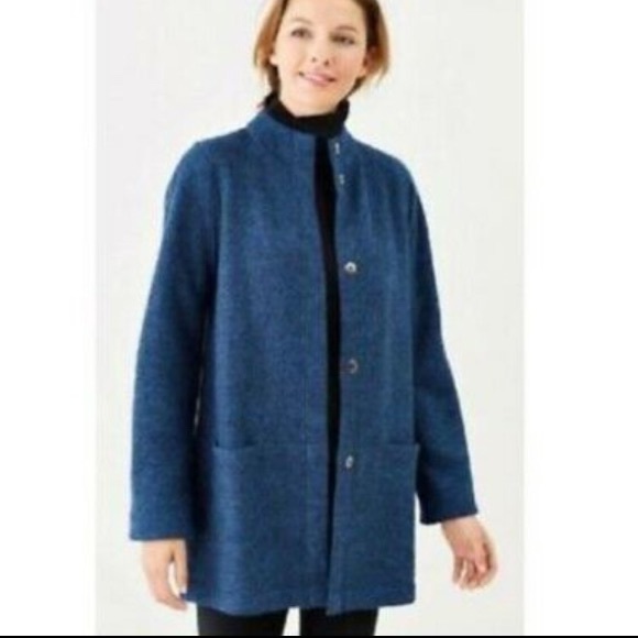 Pure Jill Sweater Jacket Wool Blend Blue Sz LP